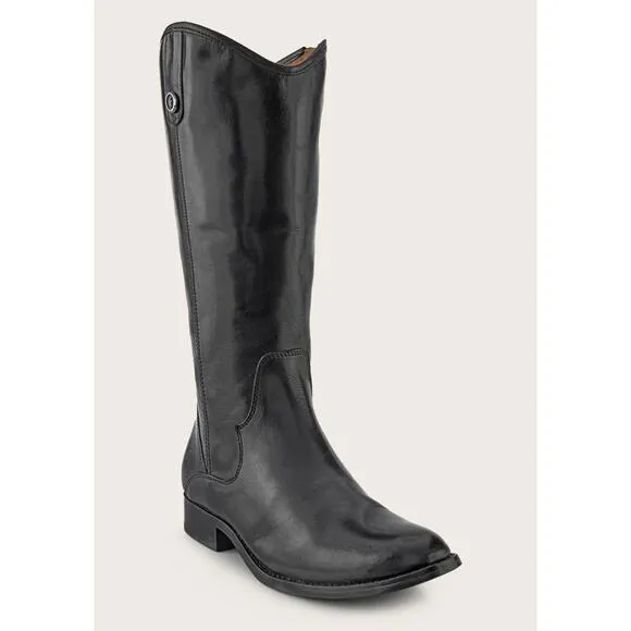 Frye Marissa Medallion Black Leather Riding Boots 6.5 M