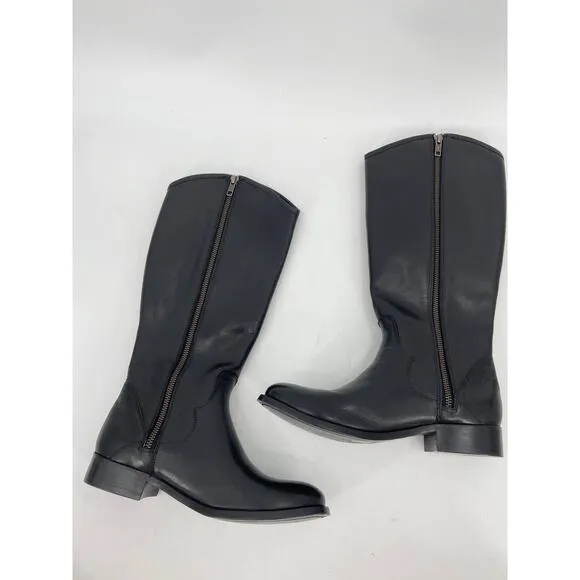 Frye Marissa Medallion Black Leather Riding Boots 6.5 M