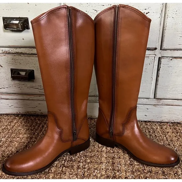 Frye Marissa Medallion Cognac Boots 6