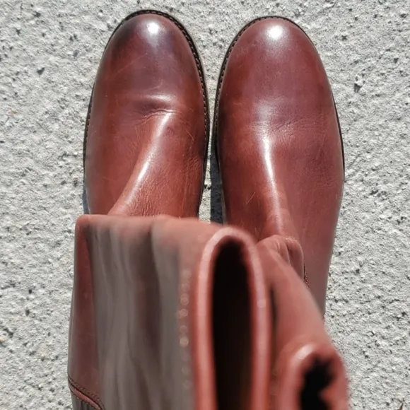 Frye Melissa Button 2 Riding Boots in Redwood Extended Calf Size 8 B