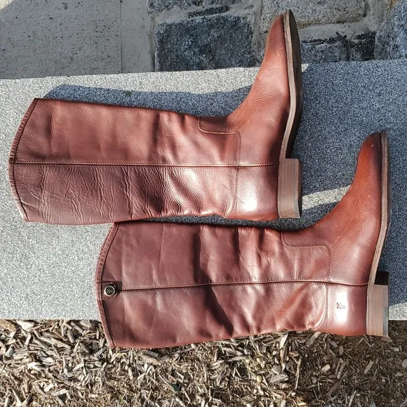 Frye Melissa Button 2 Riding Boots in Redwood Extended Calf Size 8 B