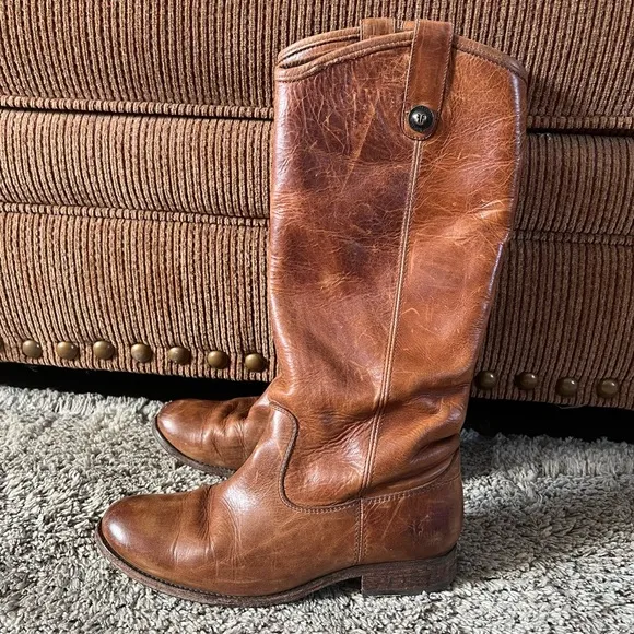 Frye Melissa Button 2 Riding Brown Boots