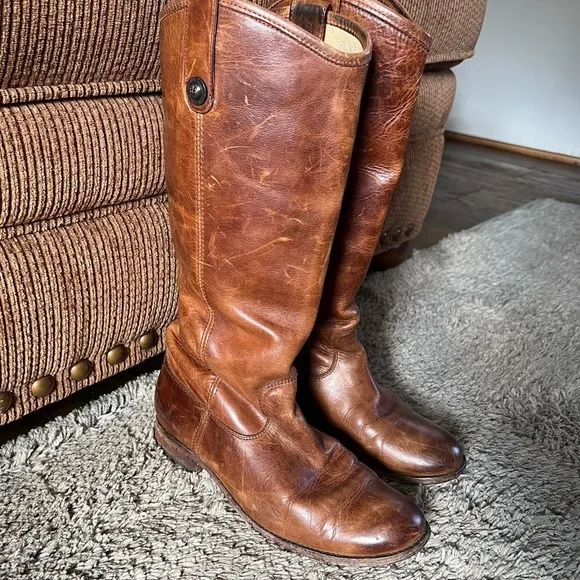 Frye Melissa Button 2 Riding Brown Boots