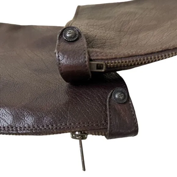 FRYE Melissa Button Back Zip Brown Leather Tall Riding Boots