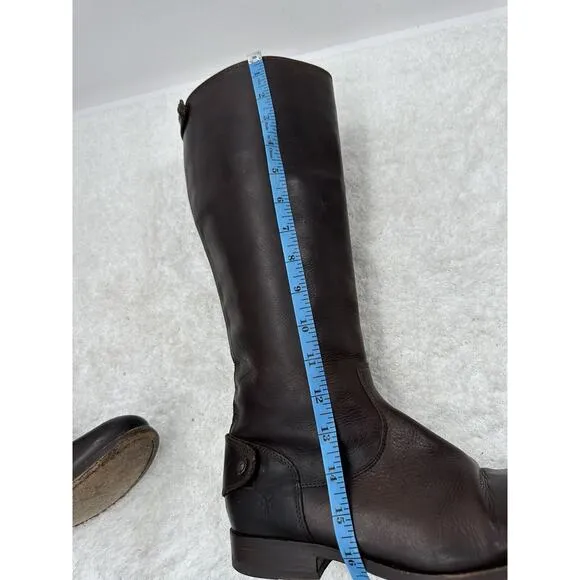 Frye Melissa Button Back Zip Leather Riding Boots in Brown Size US 8.5B 19565