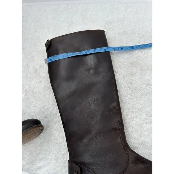 Frye Melissa Button Back Zip Leather Riding Boots in Brown Size US 8.5B 19565