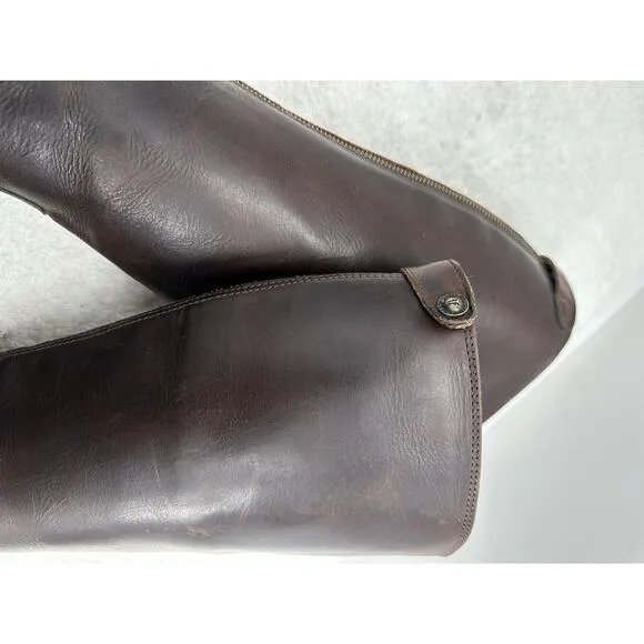 Frye Melissa Button Back Zip Leather Riding Boots in Brown Size US 8.5B 19565