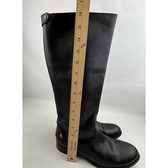 Frye Melissa Button Back Zip Riding Boots Womens 8 Black Extended Calf 3476431