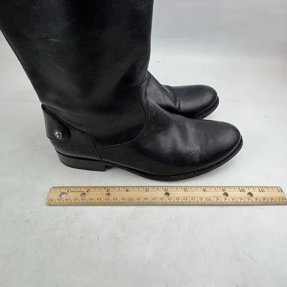 Frye Melissa Button Back Zip Riding Boots Womens 8 Black Extended Calf 3476431