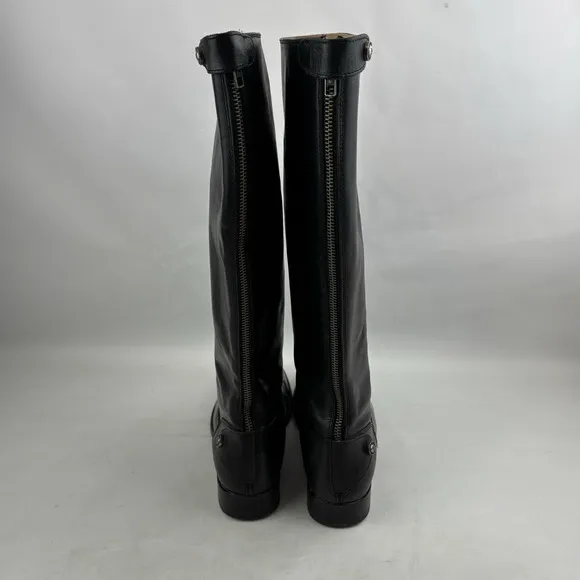 Frye Melissa Button Back Zip Riding Boots Womens 8 Black Extended Calf 3476431