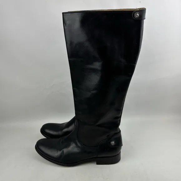 Frye Melissa Button Back Zip Riding Boots Womens 8 Black Extended Calf 3476431