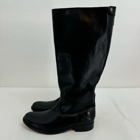 Frye Melissa Button Back Zipper Boots Size 8.5B Leather Equestrian Riding Biker