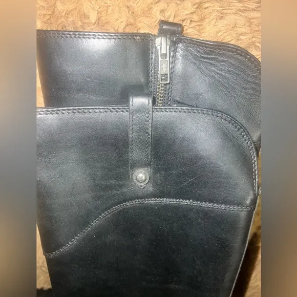 Frye Melissa Button Black Leather Womens Knee-High Riding Biker Boots size 8