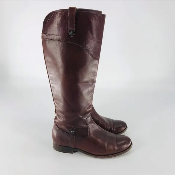 Frye Melissa Button Tall Leather Riding Boots Brown Size 7