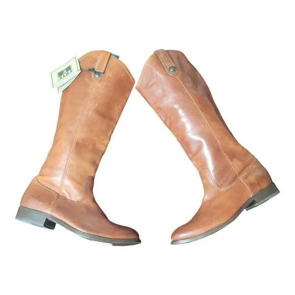 Frye Melissa Button Women's Brown Leather Riding Boots NWT