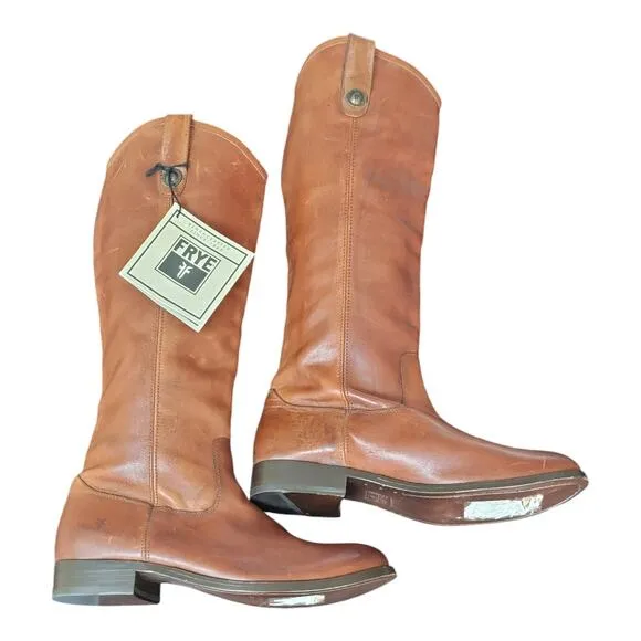 Frye Melissa Button Women's Brown Leather Riding Boots NWT