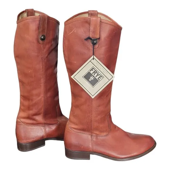 Frye Melissa Button Women's Brown Leather Riding Boots NWT