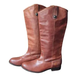 Frye Melissa Button Women's Brown Leather Riding Boots NWT