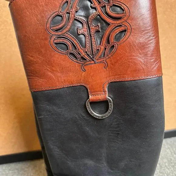 Frye Melissa Emblem Tall Horseback Riding Western Leather Boots Size 6 B