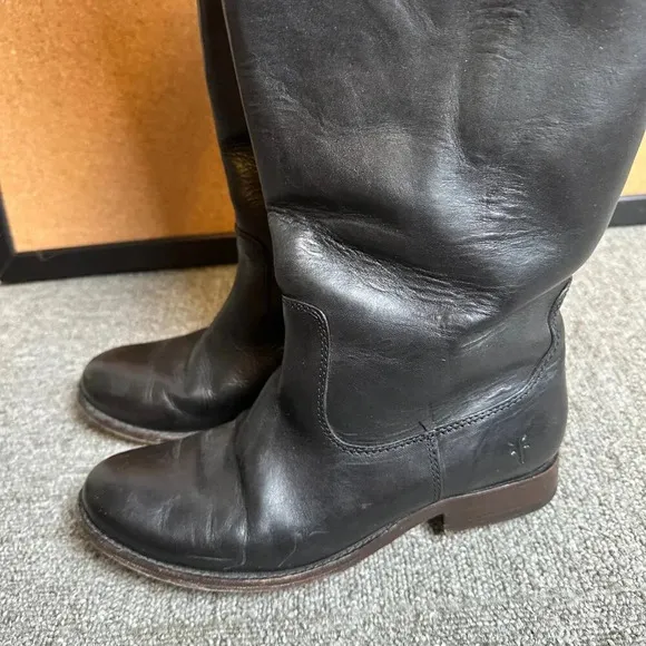Frye Melissa Emblem Tall Horseback Riding Western Leather Boots Size 6 B