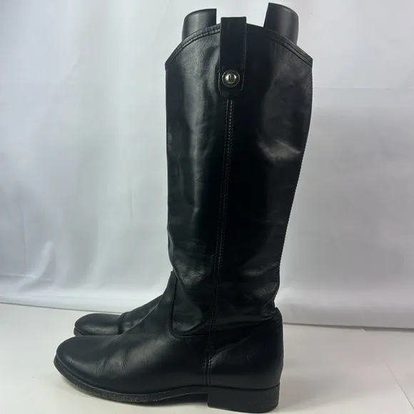Frye Melissa Knee high Black Leather Button Women’s Riding Boots