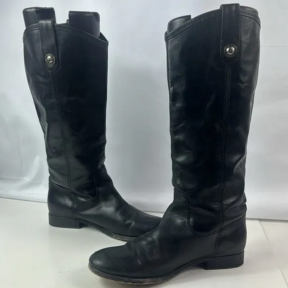 Frye Melissa Knee high Black Leather Button Women’s Riding Boots