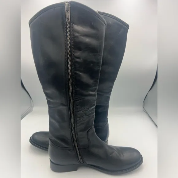 Frye Melissa Leather Riding Boots WMN Size 8 Black Equestrian Side Zipper NEW