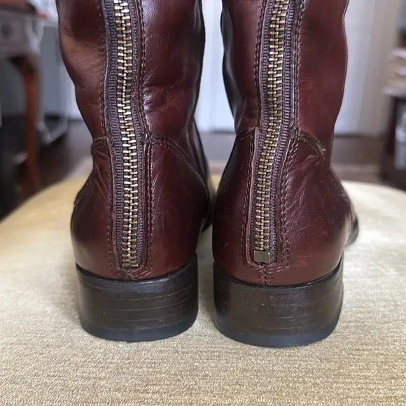 FRYE Melissa Stud Equestrian Tall  Riding Boots Boots Cognac Brown Leather