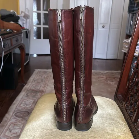 FRYE Melissa Stud Equestrian Tall  Riding Boots Boots Cognac Brown Leather