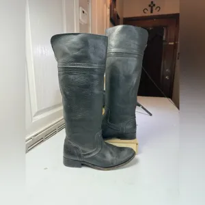 Frye Melissa Trapunto Tall Riding Boots Womens Size 7 B Black Leather Pull on