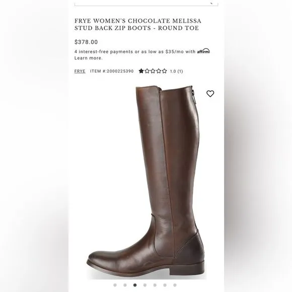 Frye Melissa Zip Up Leather Boot sz 8.5