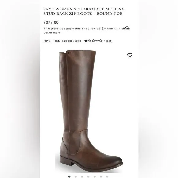 Frye Melissa Zip Up Leather Boot sz 8.5