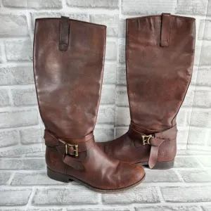 Frye Mellisa Women's Size 7.5  Riding  Brown Leather Knotted Tall Boots