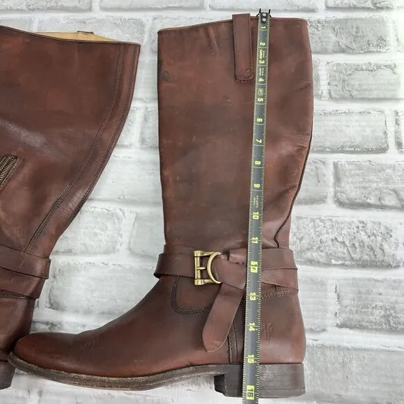 Frye Mellisa Women's Size 7.5  Riding  Brown Leather Knotted Tall Boots