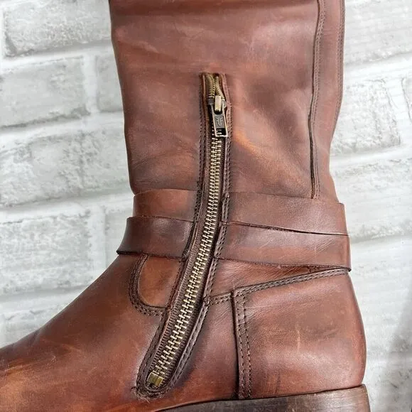 Frye Mellisa Women's Size 7.5  Riding  Brown Leather Knotted Tall Boots