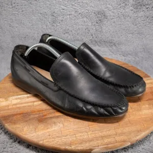 Frye Mens Lewis Venetian Loafers Moc Toe Black Leather Slip On Shoes Size 11.5D