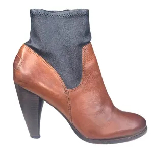 Frye Mikaela Women's Stretch Two Tone Black Brown Ankle Boots Size US 7