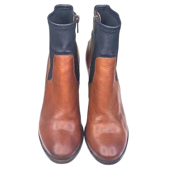 Frye Mikaela Women's Stretch Two Tone Black Brown Ankle Boots Size US 7