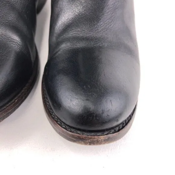 Frye Molly Gore Black Leather Tall Riding Boots 6B