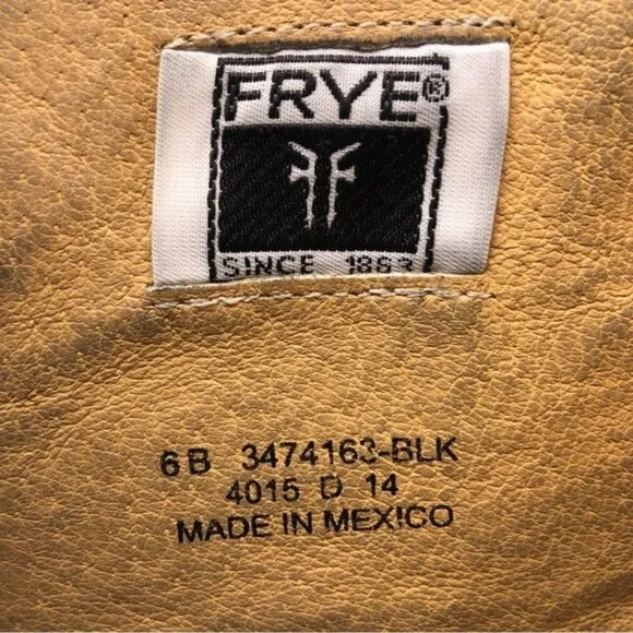 Frye Molly Gore Black Leather Tall Riding Boots 6B