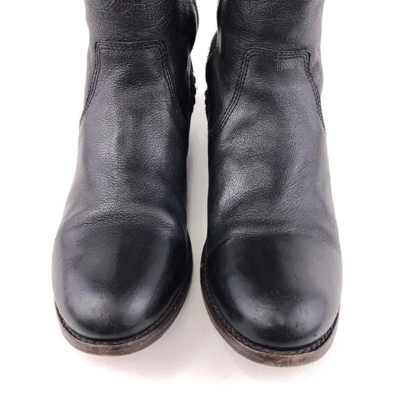 Frye Molly Gore Black Leather Tall Riding Boots 6B