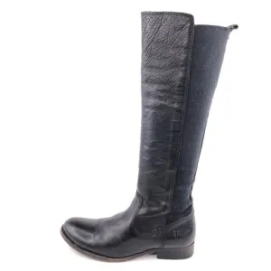 Frye Molly Gore Black Leather Tall Riding Boots 6B