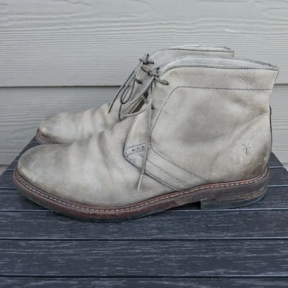 Frye Murray Chukka Boots Taupe Gray Green  Lace Up Short Boots Casual Men's 10