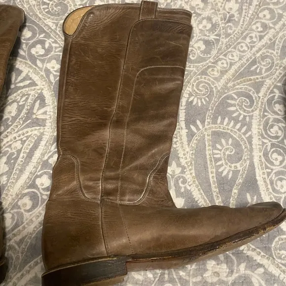 FRYE Paige Tall Riding Boots Burnished Gray 6.5