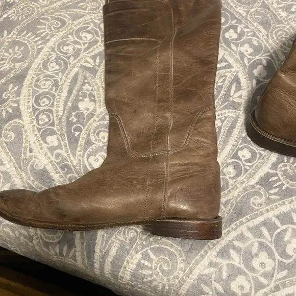 FRYE Paige Tall Riding Boots Burnished Gray 6.5