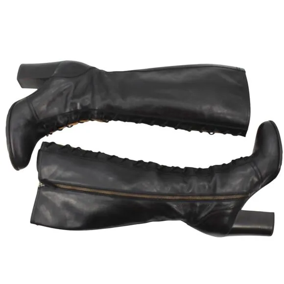 Frye Parker Tall Lace Up Boots Black Victorian Goth Riding Side Zip 3478652 10M