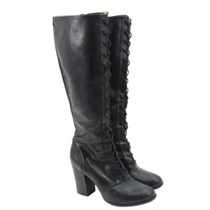Frye Parker Tall Lace Up Boots Black Victorian Goth Riding Side Zip 3478652 10M