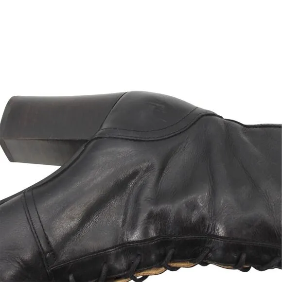 Frye Parker Tall Lace Up Boots Black Victorian Goth Riding Side Zip 3478652 10M