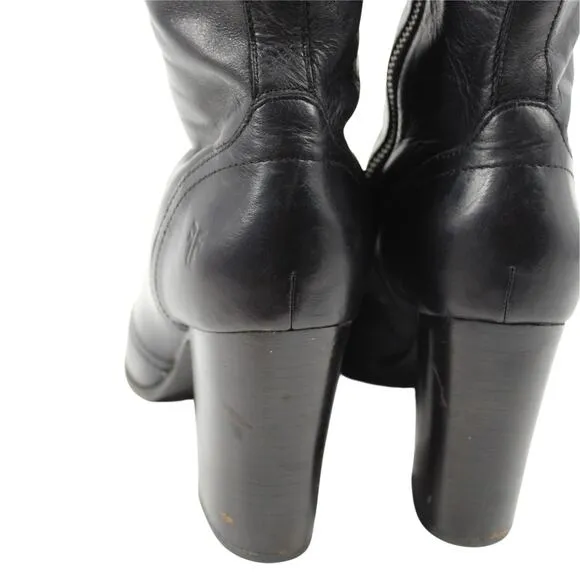 Frye Parker Tall Lace Up Boots Black Victorian Goth Riding Side Zip 3478652 10M