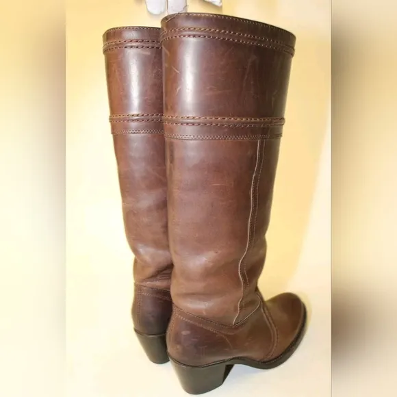 Frye Patina Brown Leather Riding Boots Frye Jane Tall Pull On 6 Mexico